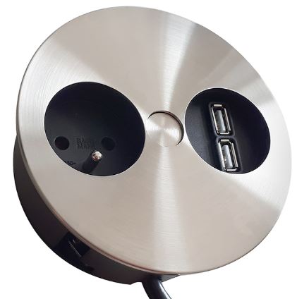 Gniazdo Bachmann Twist 1x gn. 230V + ładowarka USB stal Gniazdo Bachmann Twist 1x 230V + ładowarka USB biały mat
